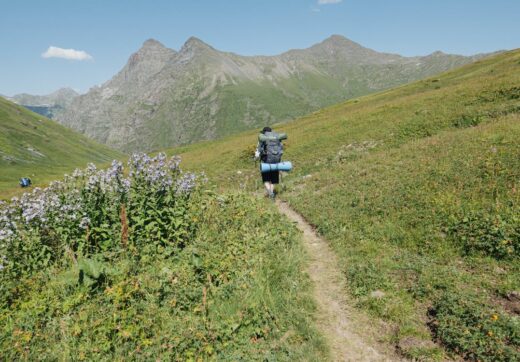 Traveler with backpack hiking in Madagascar