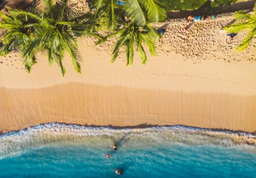 Nosy Be beach resort view at sunset, Madagascar